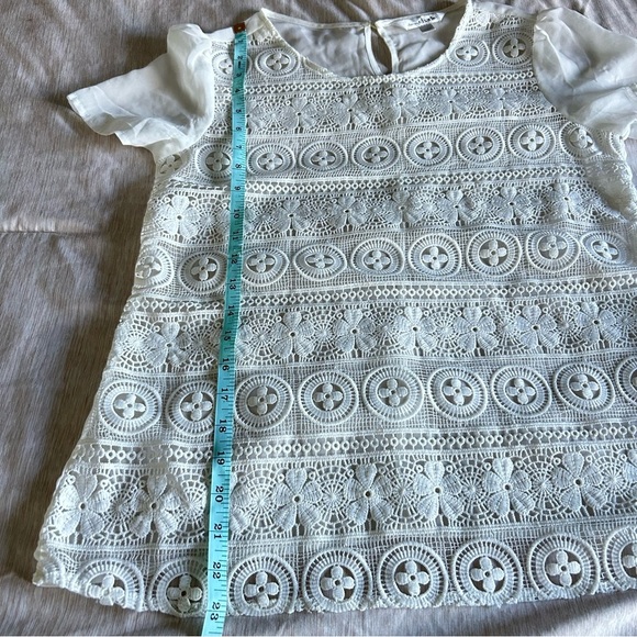 Charming Charlie Sheer Lace Women’s Small White Boho, Beachy Layer Blouse Top - Picture 8 of 8